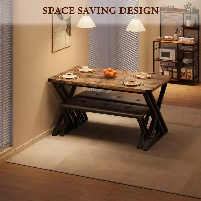 Ensemble de salle à manger style banc Table à manger en bois avec 2 bancs Ensemble table et chaises pour 4-6 personnes Convient aux cuisines et appartements