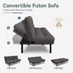 Dyonery 71 Canapé-lit futon convertible moderne, canapé-lit en lin avec coussins amovibles, dossier et accoudoirs réglables pour salon