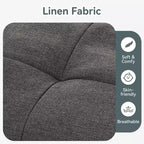 Dyonery 71 Canapé-lit futon convertible moderne, canapé-lit en lin avec coussins amovibles, dossier et accoudoirs réglables pour salon