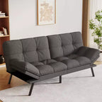 Dyonery 71 Canapé-lit futon convertible moderne, canapé-lit en lin avec coussins amovibles, dossier et accoudoirs réglables pour salon