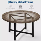 Table à manger ronde en métal style industriel J2, MDF, fer