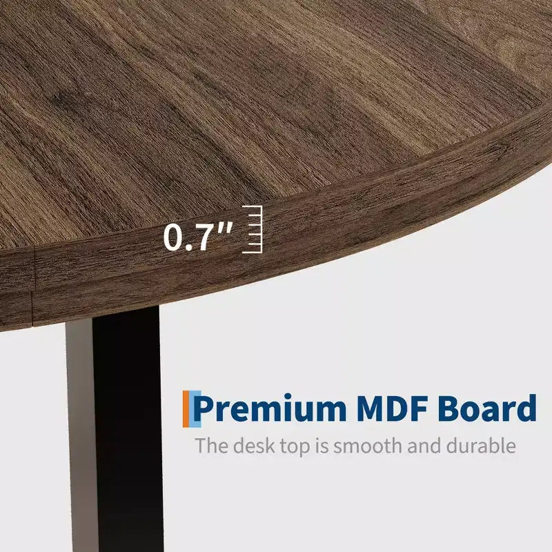 Table à manger ronde en métal style industriel J2, MDF, fer
