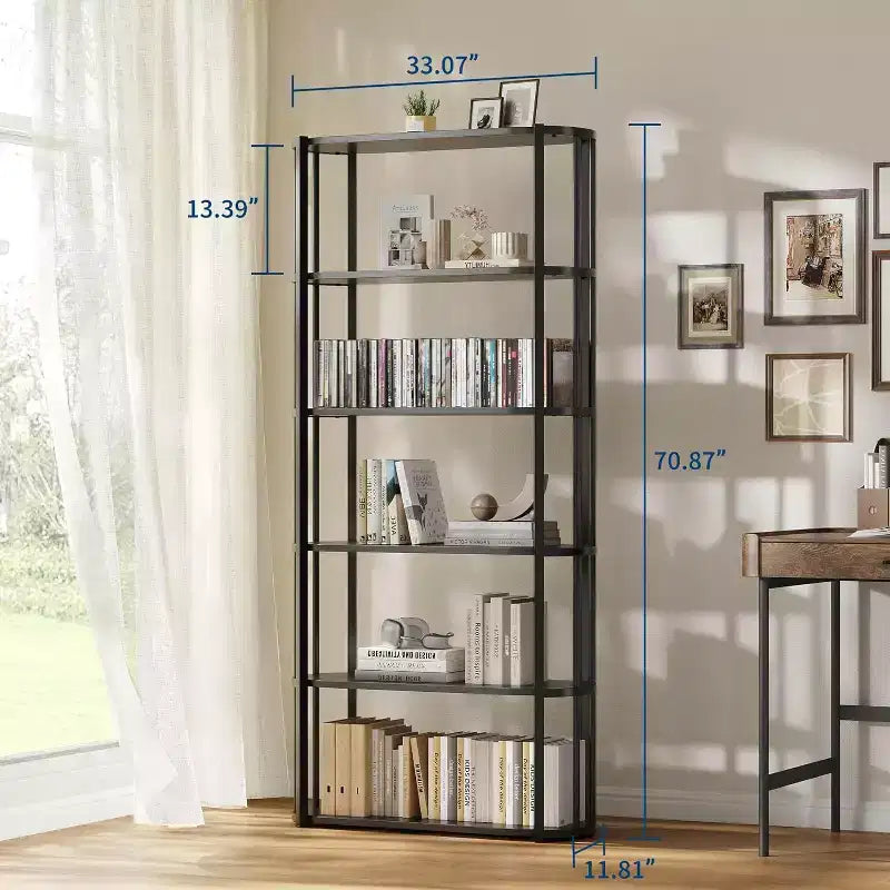 71 bibliothèques à 5 niveaux, étagères de rangement autoportantes hautes pour chambre, salon et bureau