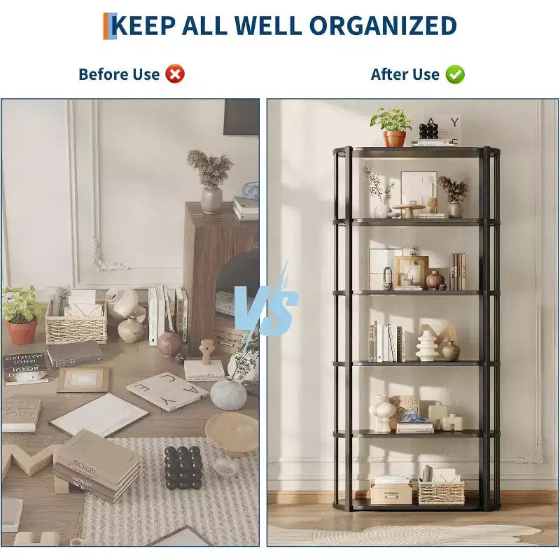 71 bibliothèques à 5 niveaux, étagères de rangement autoportantes hautes pour chambre, salon et bureau