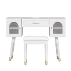 Furniliving Ensemble élégant coiffeuse et chaise, coiffeuse moderne avec rangement, bureau, port de charge