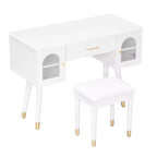 Furniliving Ensemble élégant coiffeuse et chaise, coiffeuse moderne avec rangement, bureau, port de charge