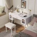 Furniliving Ensemble élégant coiffeuse et chaise, coiffeuse moderne avec rangement, bureau, port de charge