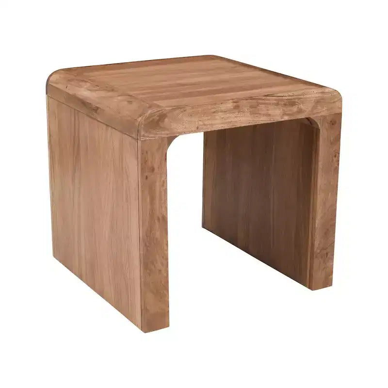 Jofran, Table d'appoint carrée incurvée style cascade en bois massif Jofran Brooklyn Mid-Century Modern
