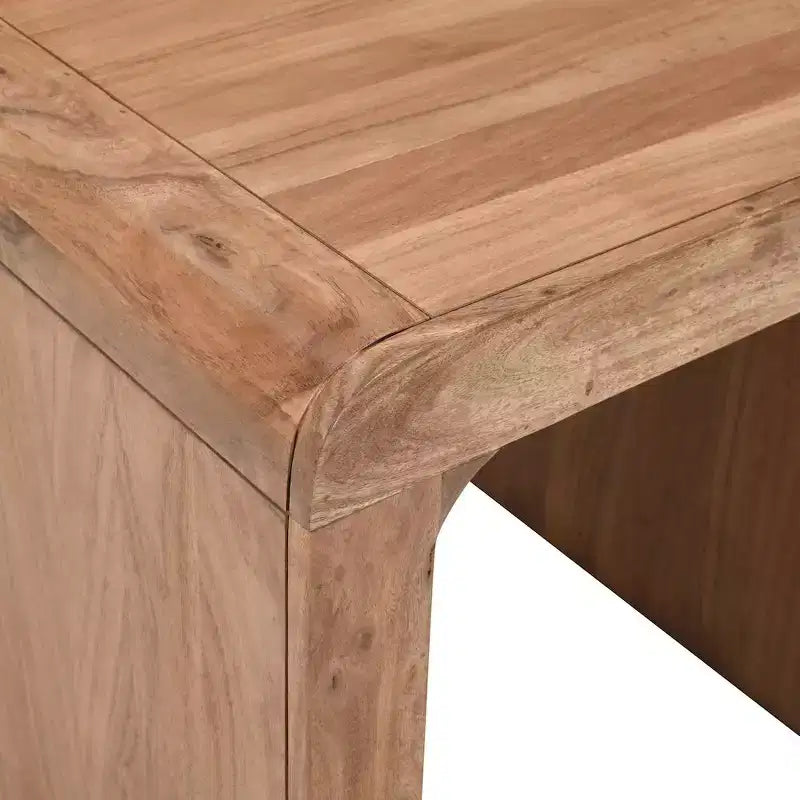 Jofran, Table d'appoint carrée incurvée style cascade en bois massif Jofran Brooklyn Mid-Century Modern