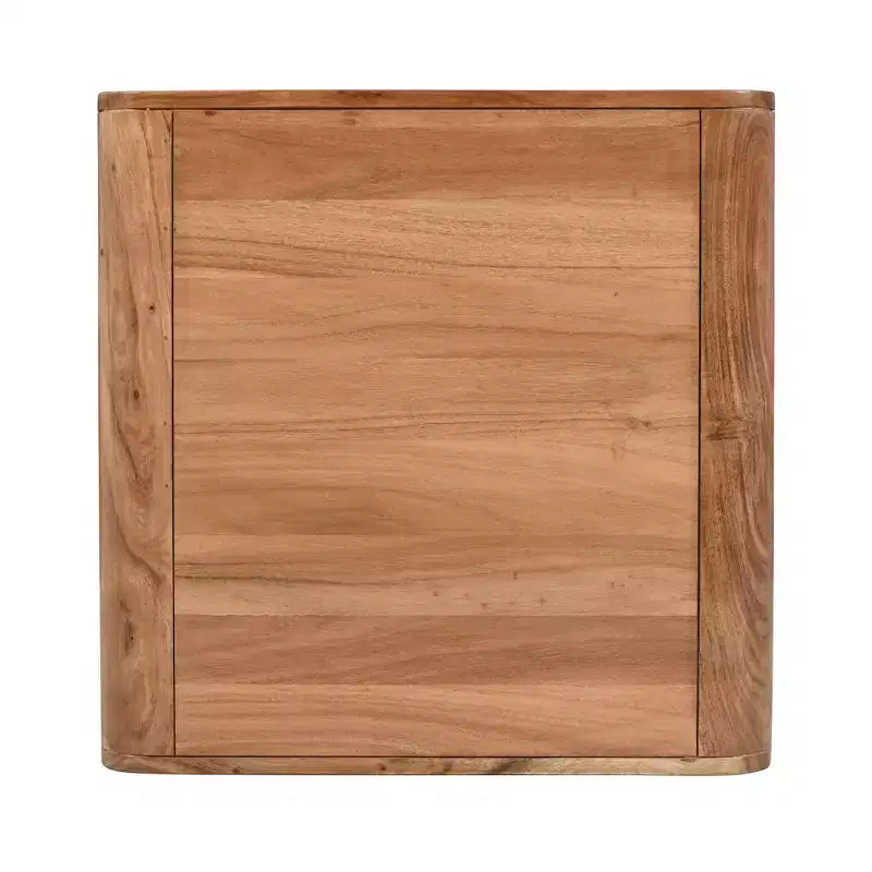 Jofran, Table d'appoint carrée incurvée style cascade en bois massif Jofran Brooklyn Mid-Century Modern