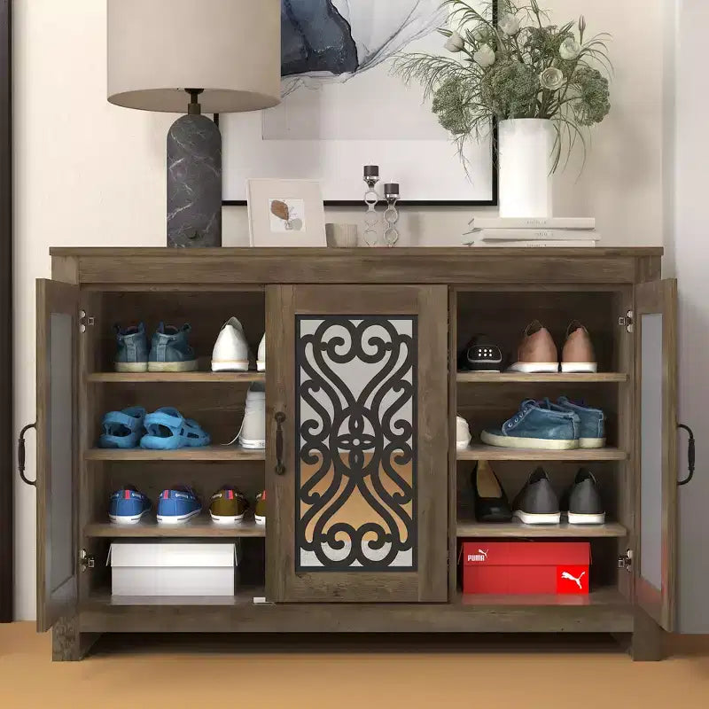 Meuble à chaussures GALANO avec étagères réglables, marron, 44,4 L x 13,5 P x 30 H