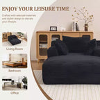 Efomao 66inx48in Chaise longue d'intérieur moderne en velours côtelé, canapé-lit profond avec accoudoirs, aucun assemblage requis, noir