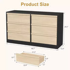 Commode à 6 tiroirs pour chambre à coucher, Organiseur de commode double moderne avec 6 tiroirs, Commode en bois pour salon, couloir, entrée