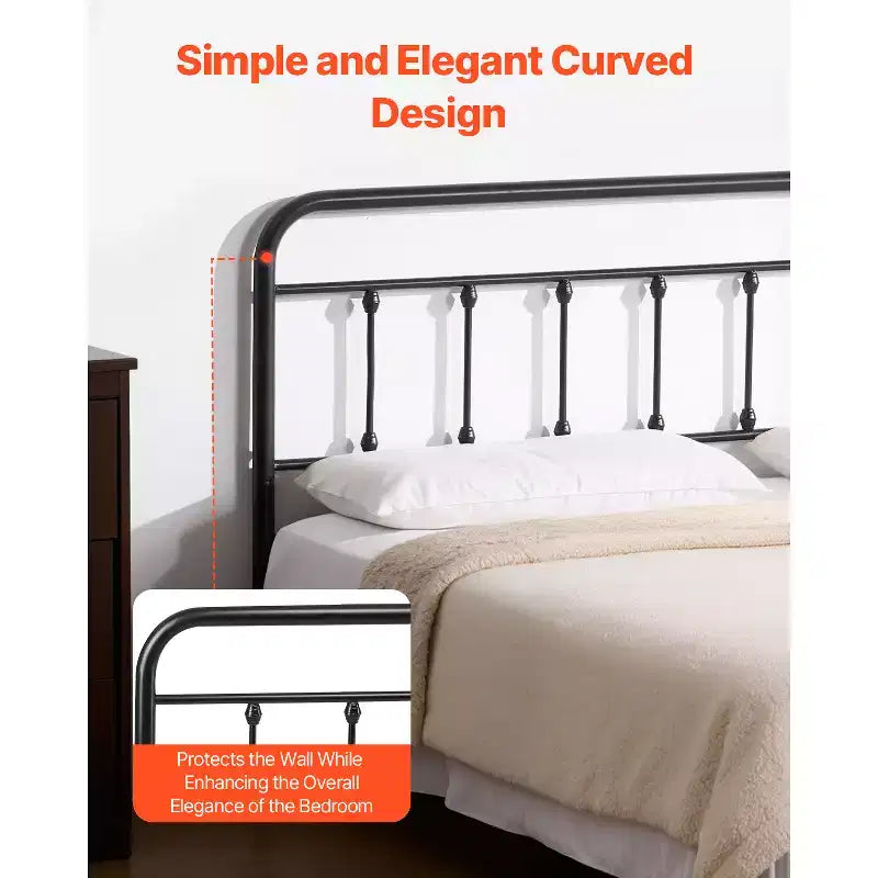 Tête de lit en métal VEVOR, tête de lit Queen Size avec hauteur réglable, tête de lit en métal pour lit Queen Size, L151,5 x H103 x P3,8 cm, noir