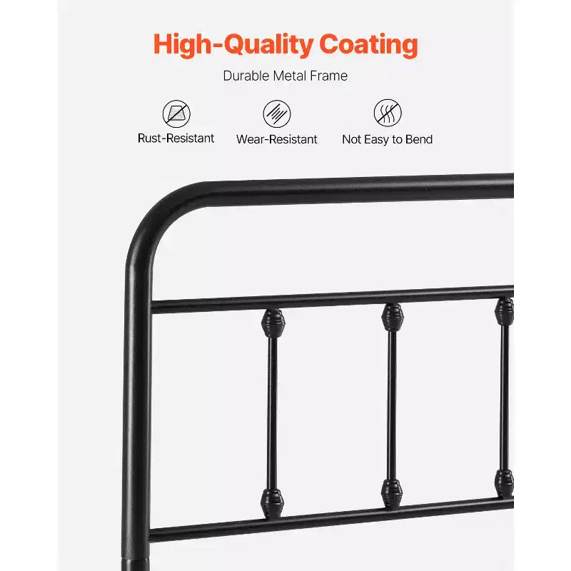 Tête de lit en métal VEVOR, tête de lit Queen Size avec hauteur réglable, tête de lit en métal pour lit Queen Size, L151,5 x H103 x P3,8 cm, noir