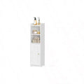 Bathroom Storage Cabinet Corner Floor Cabinet with Doors Adjustable Shelf Narrow Toilet Paper Cabinet Small Spaces White