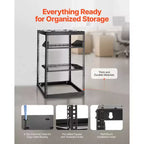 Rack de réseau à cadre ouvert VEVOR 16U, profondeur 23 pouces, rack de serveur mural ou sur pied, robuste 4 montants, avec étagères ventilées, noir
