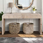 59 Table Console d'Entrée Vintage avec Tiroirs, Poignées Dissimulées, Table de Couloir au Design Courbé pour Salon ou Salle à Manger - Panipeachy