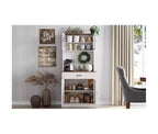 Meuble de rangement haut pour garde-manger - Armoires de cuisine avec support pour micro-ondes, portes en verre cannelé, tiroir, étagères réglables - Parfait pour les salles à manger