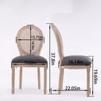 Lot de 2 chaises de salle à manger rustiques françaises rembourrées avec dossier en rotin, chaises de cuisine sans accoudoirs en bois massif de style ferme pour salle à manger - Panipeachy