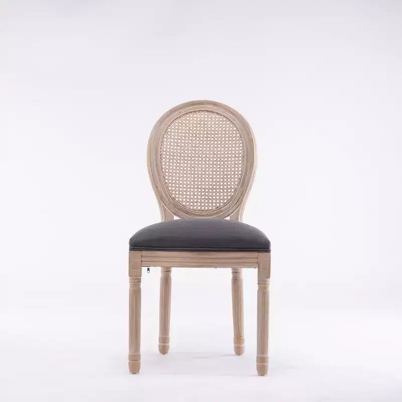 Lot de 2 chaises de salle à manger rustiques françaises rembourrées avec dossier en rotin, chaises de cuisine sans accoudoirs en bois massif de style ferme pour salle à manger - Panipeachy