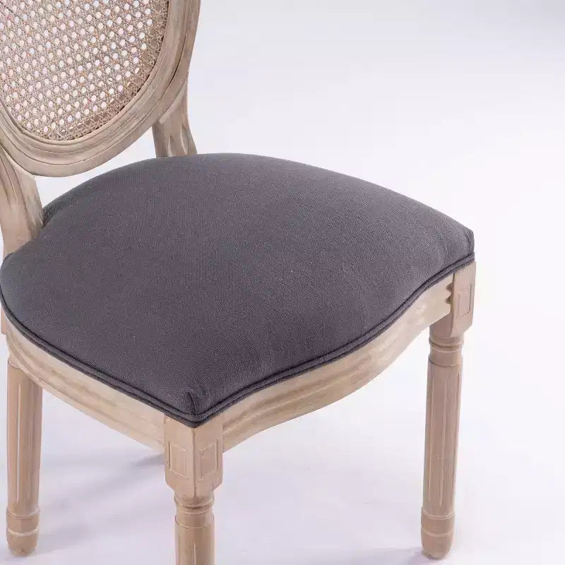Lot de 2 chaises de salle à manger rustiques françaises rembourrées avec dossier en rotin, chaises de cuisine sans accoudoirs en bois massif de style ferme pour salle à manger - Panipeachy