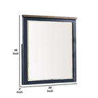 Miroir de commode Royal Hampton de 36 pouces, cadre en pin bleu, dessus marron foncé