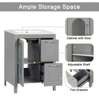 MAYEERTY 24 Meuble-lavabo avec évier 2 tiroirs 1 porte Étagère réglable Bois massif MDF Blanc