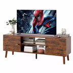 Meuble TV FDW pour téléviseurs de 55 à 60 pouces, centre de divertissement avec 2 armoires de rangement et étagères ouvertes, console multimédia moderne.