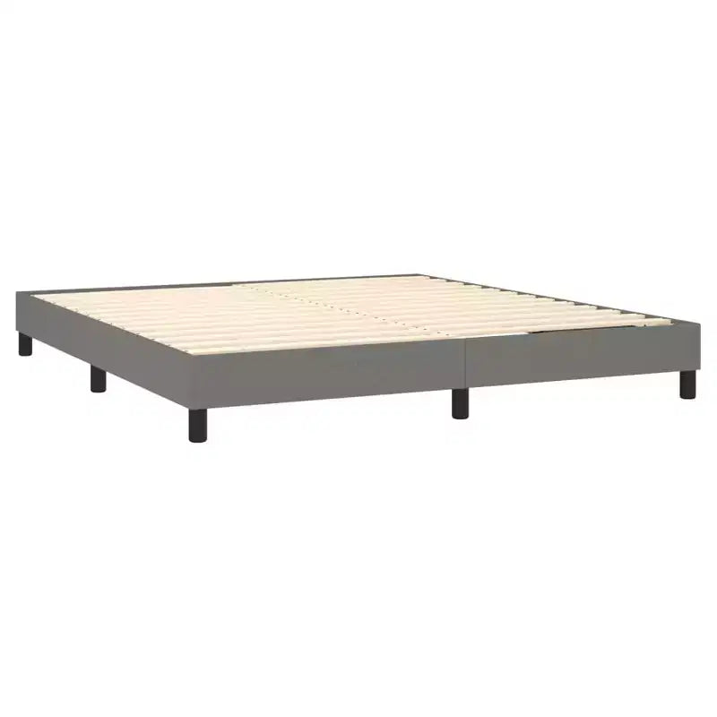 Cadre de lit en tissu gris foncé (100 % polyester), contreplaqué, bois composite
