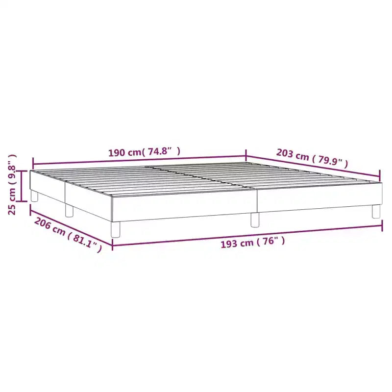 Cadre de lit en tissu gris foncé (100 % polyester), contreplaqué, bois composite