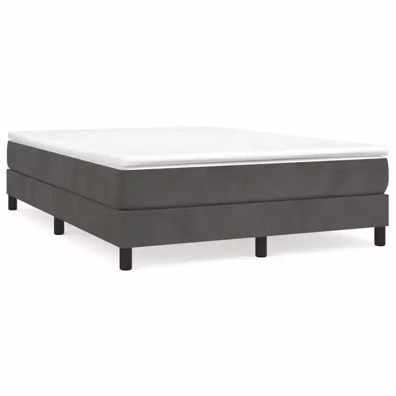 Cadre de lit en velours gris foncé (100 % polyester), contreplaqué, bois manufacturé