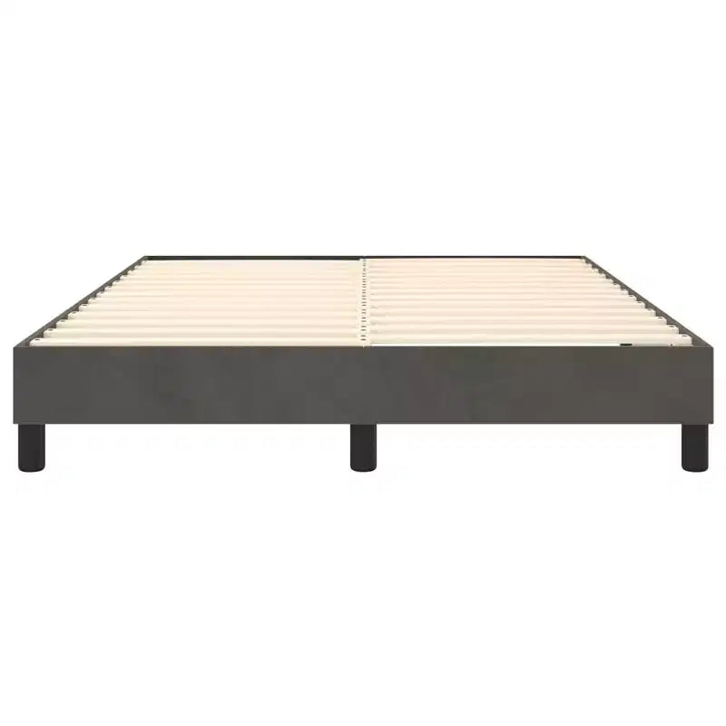 Cadre de lit en velours gris foncé (100 % polyester), contreplaqué, bois manufacturé