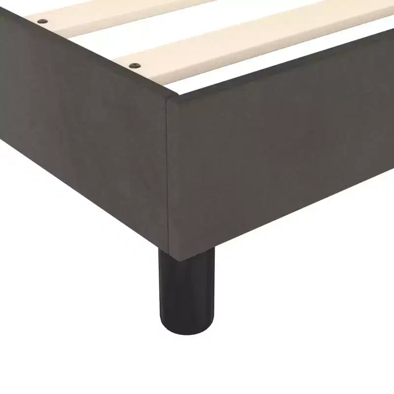 Cadre de lit en velours gris foncé (100 % polyester), contreplaqué, bois manufacturé