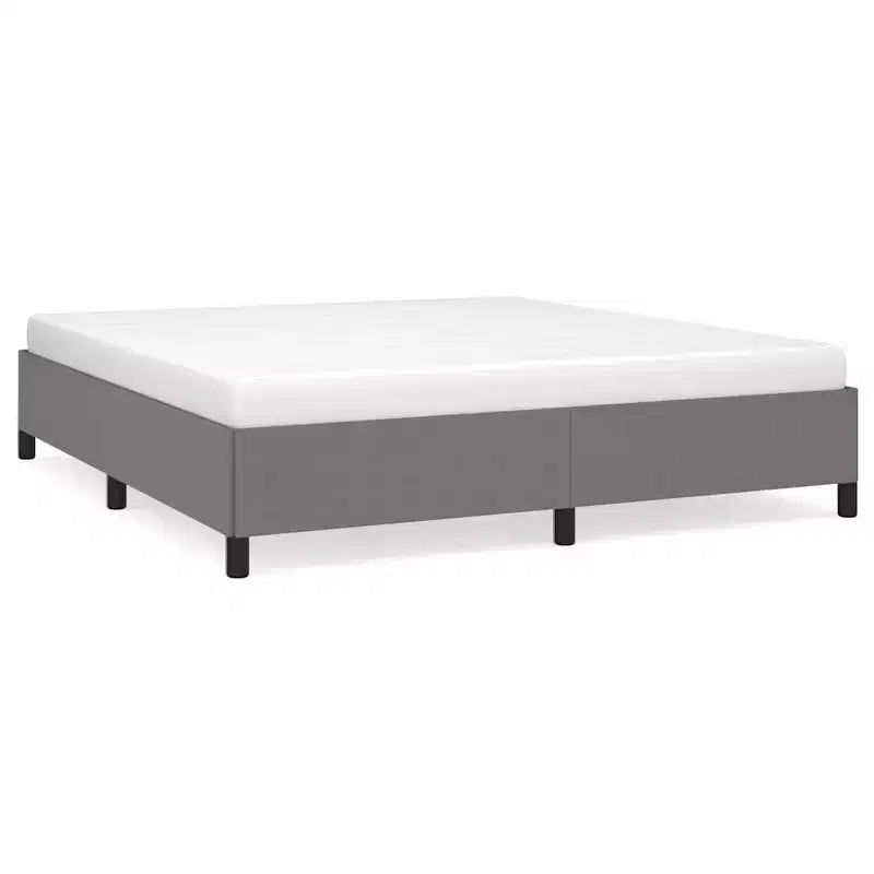 Cadre de lit en tissu de polyester gris foncé, contreplaqué, bois d'ingénierie King