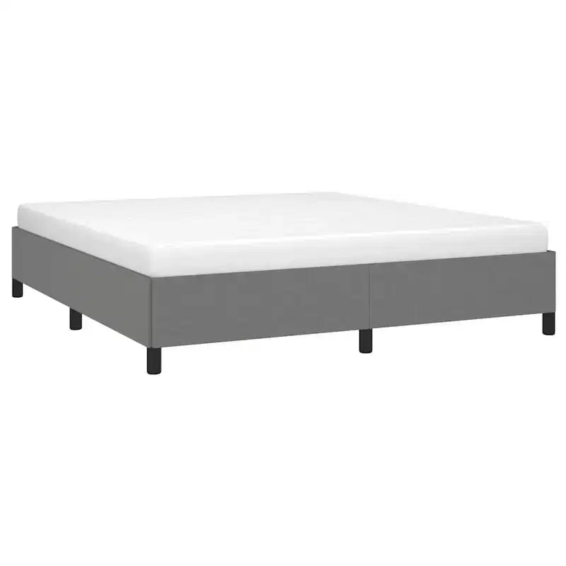 Cadre de lit en tissu de polyester gris foncé, contreplaqué, bois d'ingénierie King