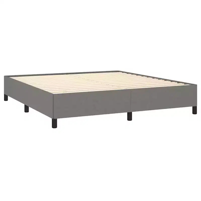 Cadre de lit en tissu de polyester gris foncé, contreplaqué, bois d'ingénierie King