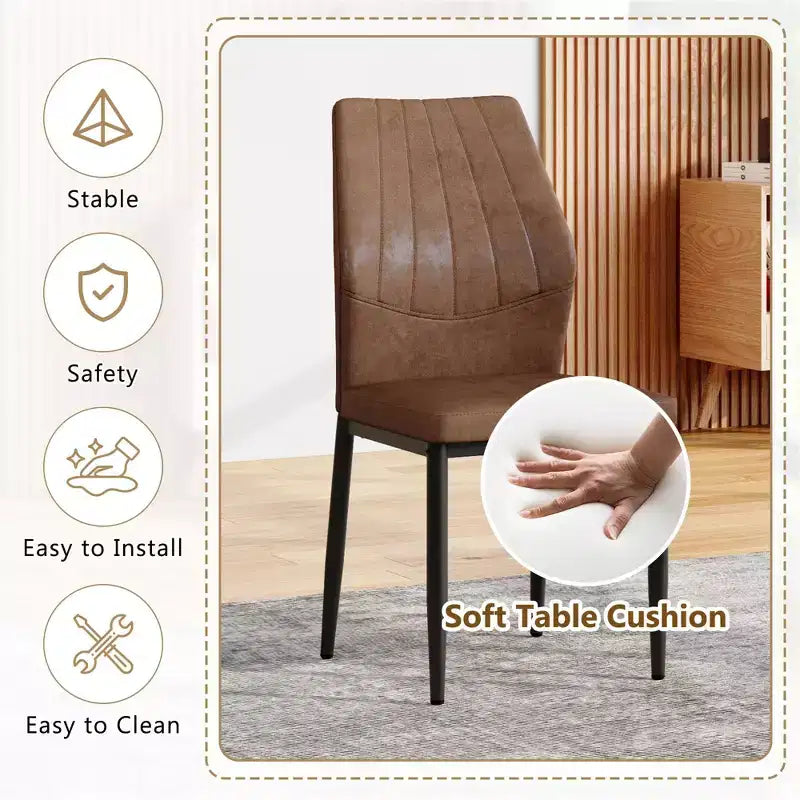 Homy Casa Lot de 4 Chaises de Salle à Manger Modernes en Similicuir avec Pieds en Métal, Assise Rembourrée, Marron
