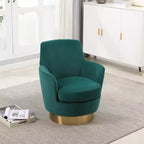 Fauteuil pivotant, fauteuil d'appoint rond avec piètement en acier inoxydable doré, fauteuil de lecture moderne à 360° pour salon ou chambre à coucher