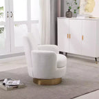 Fauteuil pivotant, fauteuil d'appoint rond avec piètement en acier inoxydable doré, fauteuil de lecture moderne à 360° pour salon ou chambre à coucher