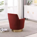 Fauteuil pivotant, fauteuil d'appoint rond avec piètement en acier inoxydable doré, fauteuil de lecture moderne à 360° pour salon ou chambre à coucher