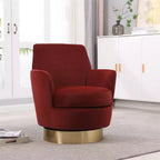 Fauteuil pivotant, fauteuil d'appoint rond avec piètement en acier inoxydable doré, fauteuil de lecture moderne à 360° pour salon ou chambre à coucher