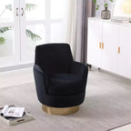 Fauteuil pivotant, fauteuil d'appoint rond avec piètement en acier inoxydable doré, fauteuil de lecture moderne à 360° pour salon ou chambre à coucher