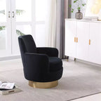 Fauteuil pivotant, fauteuil d'appoint rond avec piètement en acier inoxydable doré, fauteuil de lecture moderne à 360° pour salon ou chambre à coucher