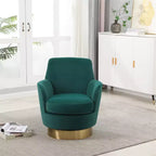 Fauteuil pivotant, fauteuil d'appoint rond avec piètement en acier inoxydable doré, fauteuil de lecture moderne à 360° pour salon ou chambre à coucher