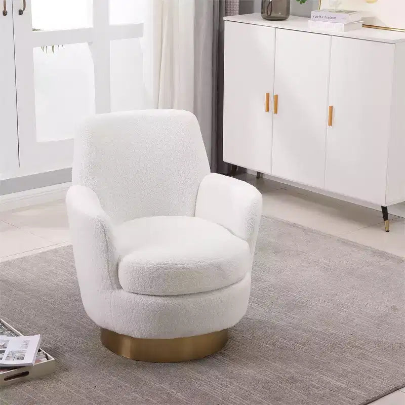Fauteuil pivotant, fauteuil d'appoint rond avec piètement en acier inoxydable doré, fauteuil de lecture moderne à 360° pour salon ou chambre à coucher