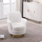 Fauteuil pivotant, fauteuil d'appoint rond avec piètement en acier inoxydable doré, fauteuil de lecture moderne à 360° pour salon ou chambre à coucher