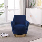 Fauteuil pivotant, fauteuil d'appoint rond avec piètement en acier inoxydable doré, fauteuil de lecture moderne à 360° pour salon ou chambre à coucher