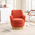 Fauteuil pivotant, fauteuil d'appoint rond avec piètement en acier inoxydable doré, fauteuil de lecture moderne à 360° pour salon ou chambre à coucher