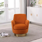 Fauteuil pivotant, fauteuil d'appoint rond avec piètement en acier inoxydable doré, fauteuil de lecture moderne à 360° pour salon ou chambre à coucher